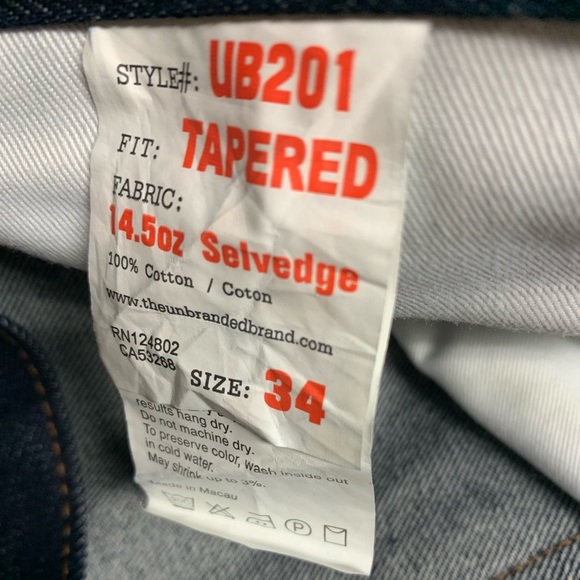 The Unbranded Brand UB201 Selvedge Tapered Button Fly Jeans Size 34 x 29 - Picture 2 of 8